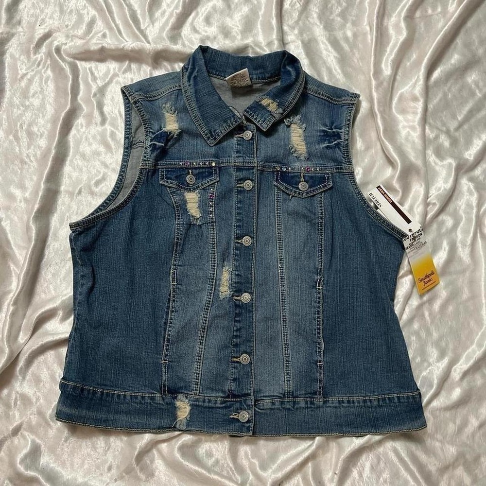 Southpole Vintage Y2K Streetwear Retro Party Going out Denim Vest Summer size L - Picture 2 of 5